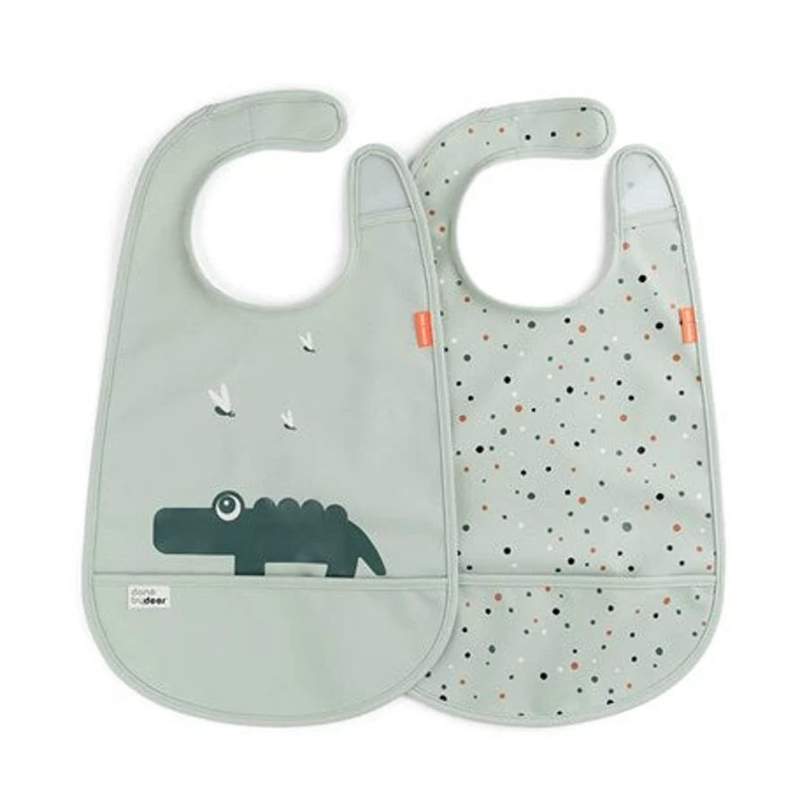 Done by Deer Baby Bib Velcro 2 Pack - Soft Adjustable Feeding Bibs for Infants & Toddlers