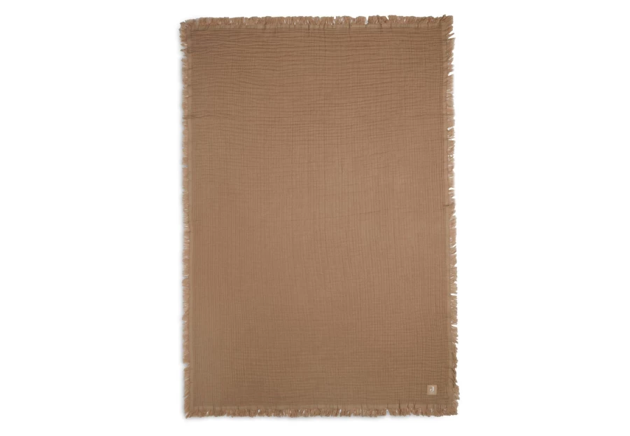 Jollein Muslin Fringe Blanket 120x120 cm - Soft Breathable Cotton Baby Swaddle Wrap