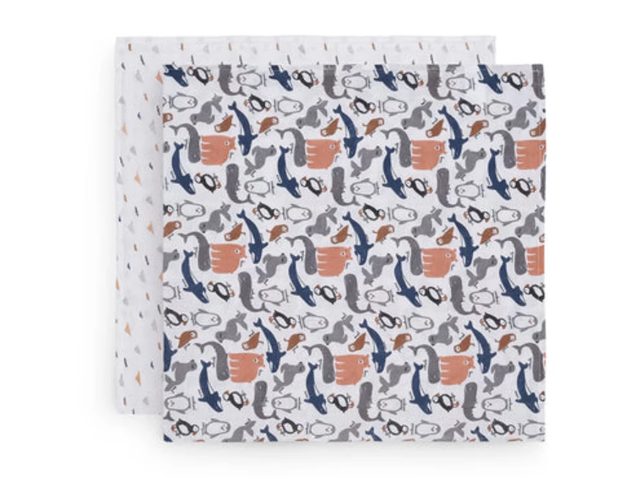 Jollein Baby Swaddle Wrap 2 Pack - Soft 115x115 cm Muslin Blankets for Newborns