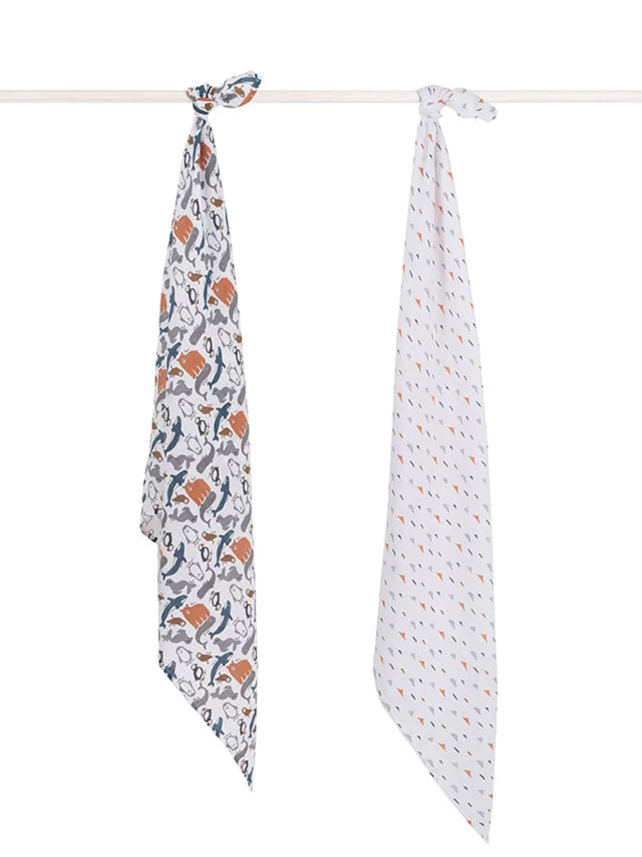 Jollein Baby Swaddle Wrap 2 Pack - Soft 115x115 cm Muslin Blankets for Newborns