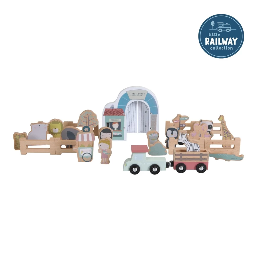 Little Dutch Wooden Railway Train Extension Set for Kids – Compatible with Major Train Tracks