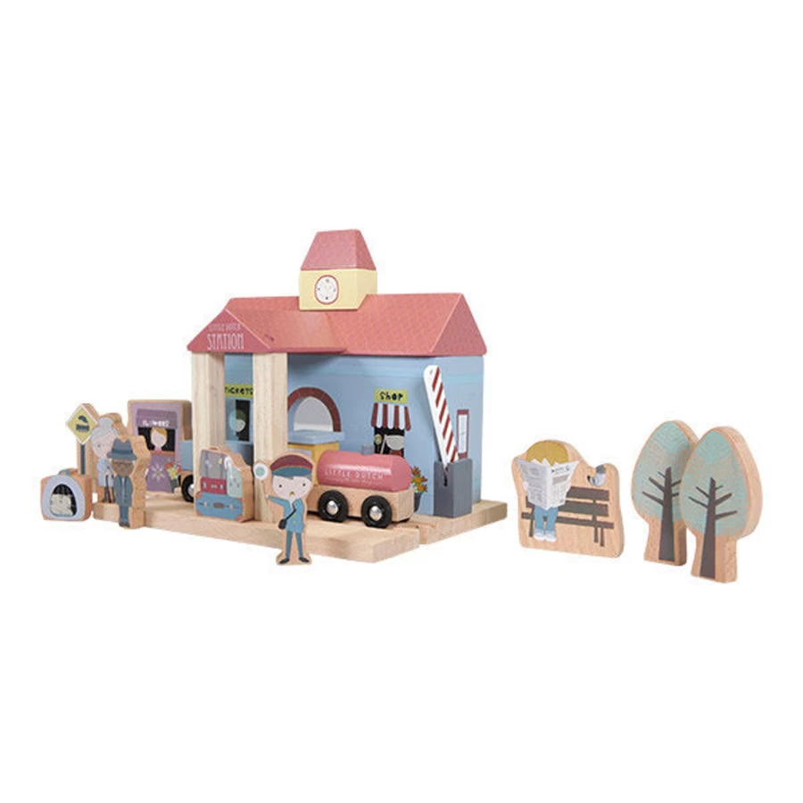 Little Dutch Wooden Railway Train Extension Set for Kids – Compatible with Major Train Tracks