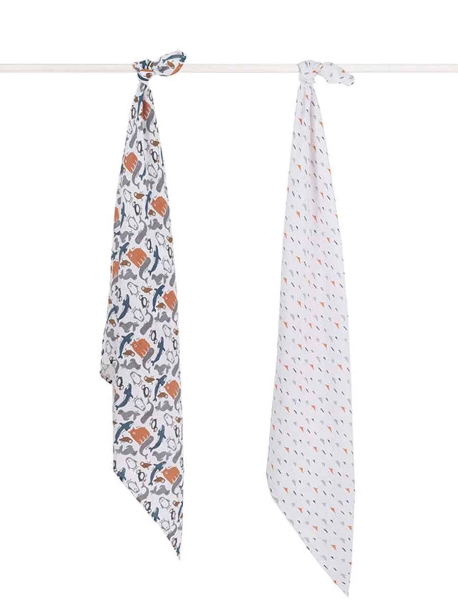 Jollein Baby Swaddle 2 Pack - Soft 115x115 cm Muslin Wrap for Newborns