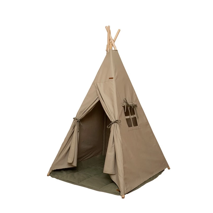 Little Dutch Tipi Tent for Kids – Play Tent with Wooden Poles, Indoor & Outdoor Teepee