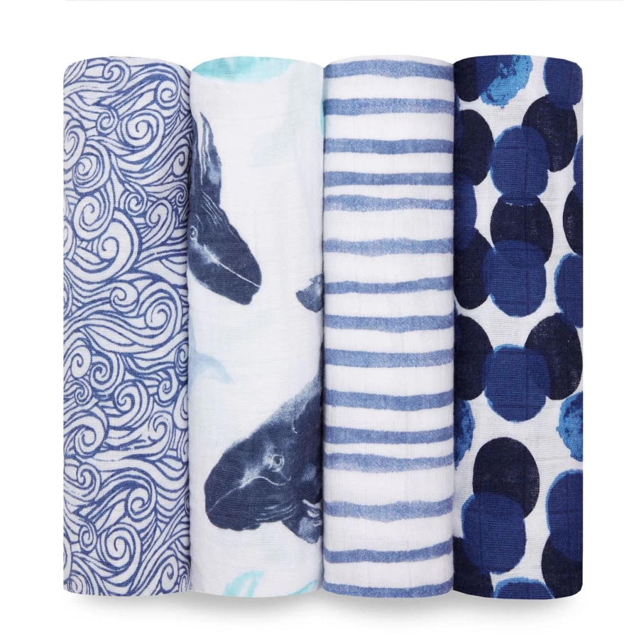 Aden & Anais Classic Muslin Swaddle Blankets 4-Pack – Soft Baby Swaddles for Newborns & Infants