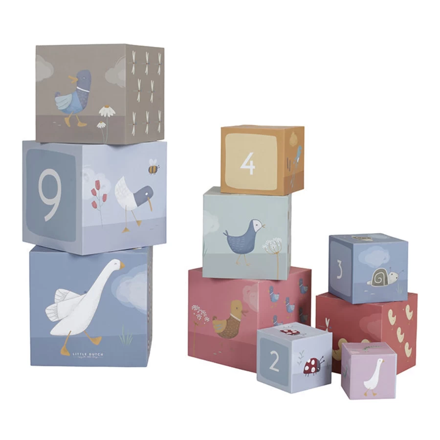 Little Dutch Stacking Cubes for Kids - Colorful Nesting and Building Blocks Toy