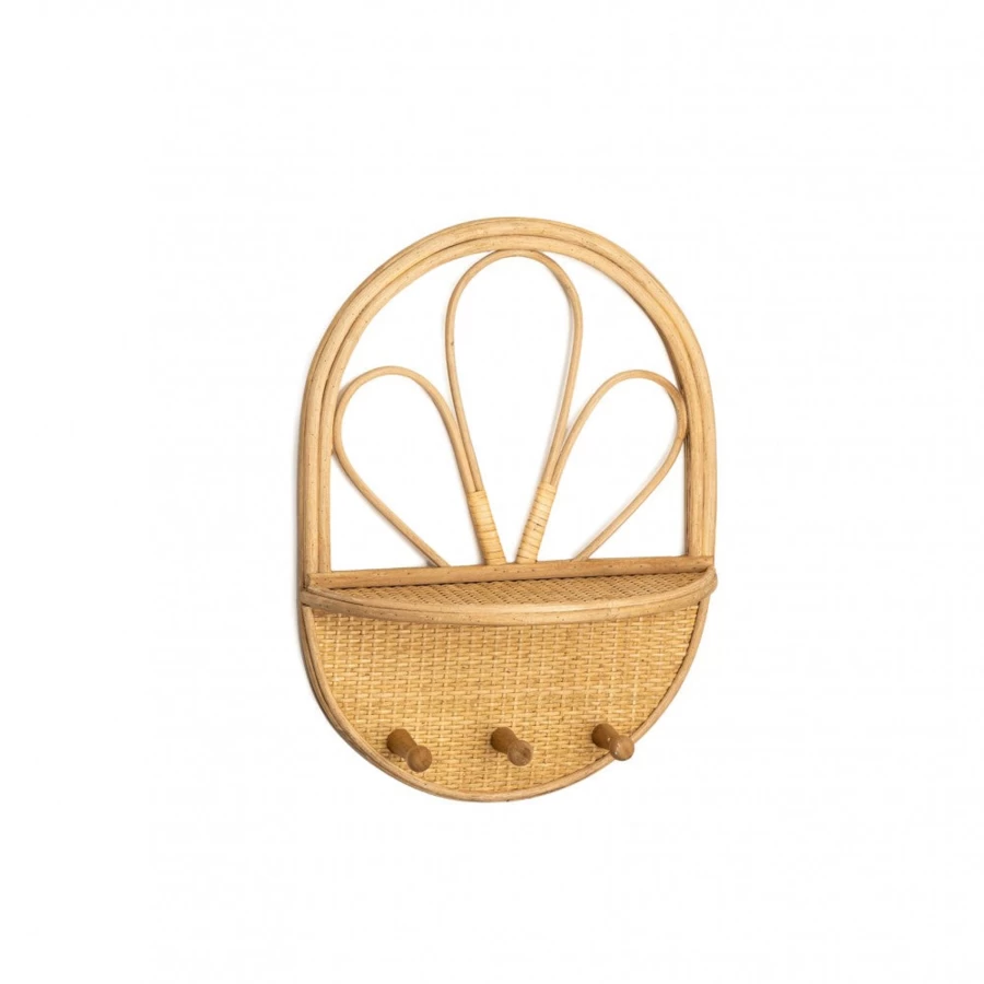 Kids Depot Faye Rattan Shelf - Natural Woven Storage Shelf for Nursery, Kids Room, or Bathroom