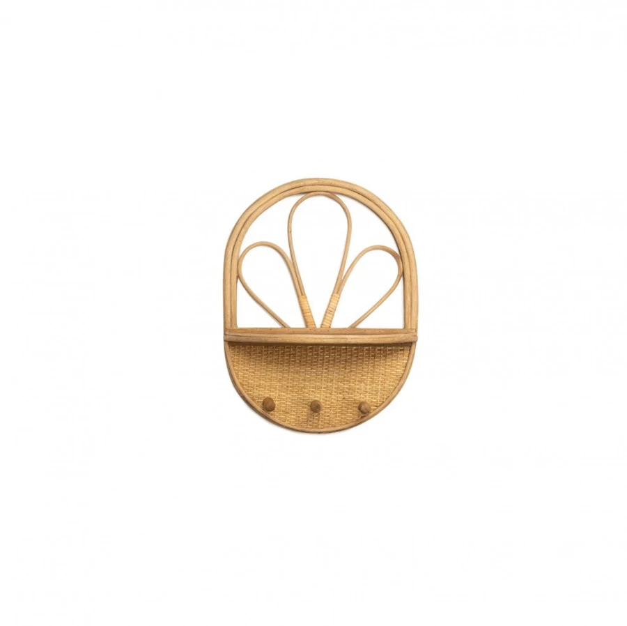 Kids Depot Faye Rattan Shelf - Natural Woven Storage Shelf for Nursery, Kids Room, or Bathroom