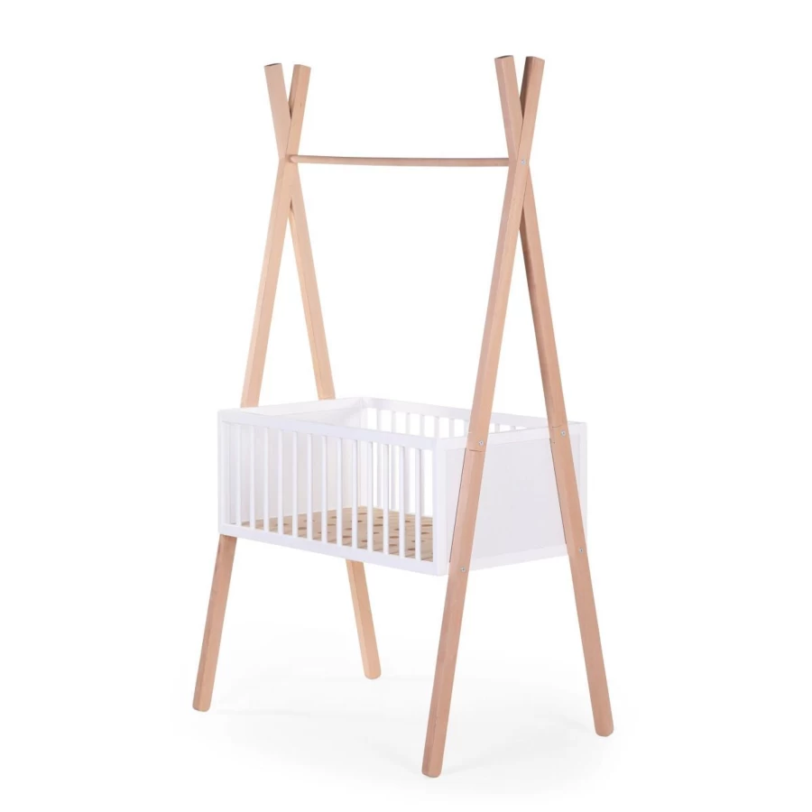 ChildHome Tipi Cradle 50x90 cm with Clothing Rack | Portable Baby Bed & Nursery Storage