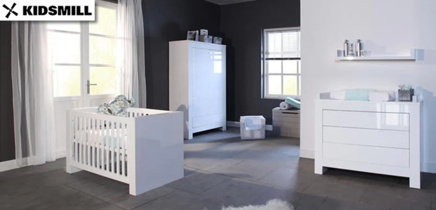 Kidsmill White Glossy Chest - Modern Kids Storage Furniture, Durable & Stylish Dresser for Bedroom