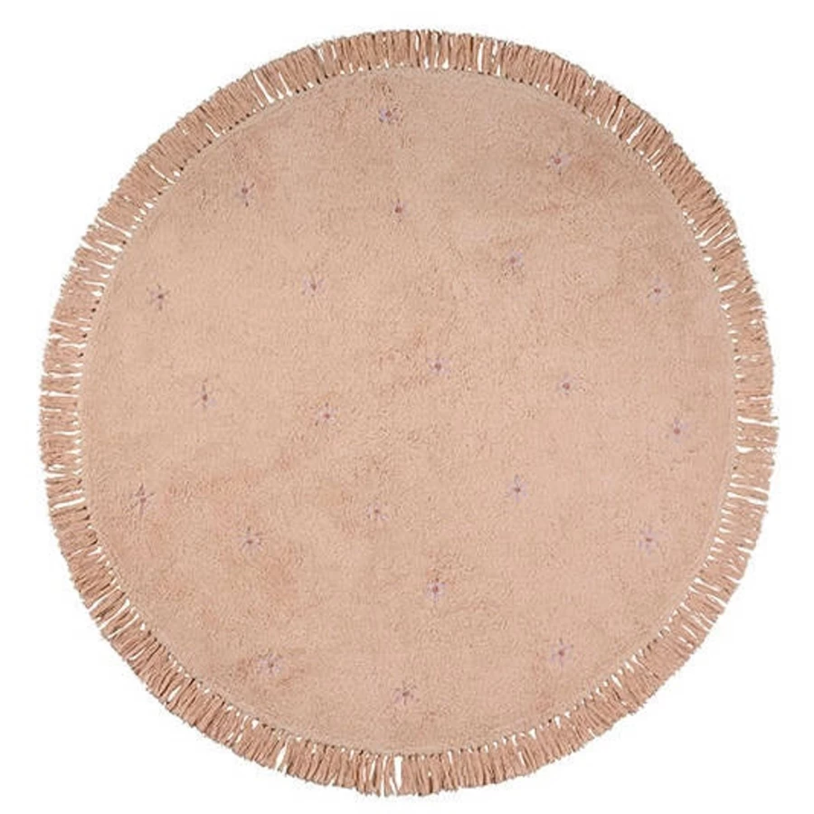 Tapis Petit Nora Flower Handmade Rug 130x130 cm Floral Design Bohemian Decor