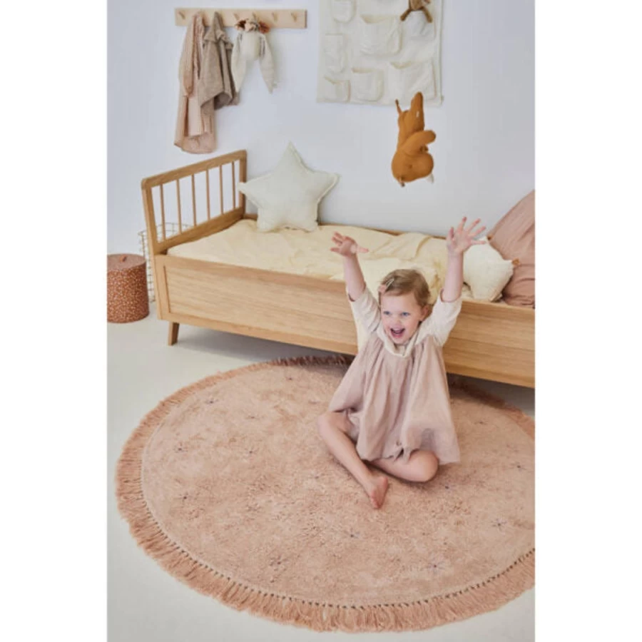 Tapis Petit Nora Flower Handmade Rug 130x130 cm Floral Design Bohemian Decor
