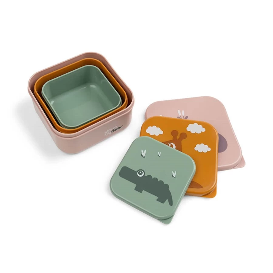 Done by Deer Premium Baby Snack Box Set - 3-Piece Healthy Organic Toddler Food Kit for On-the-Go