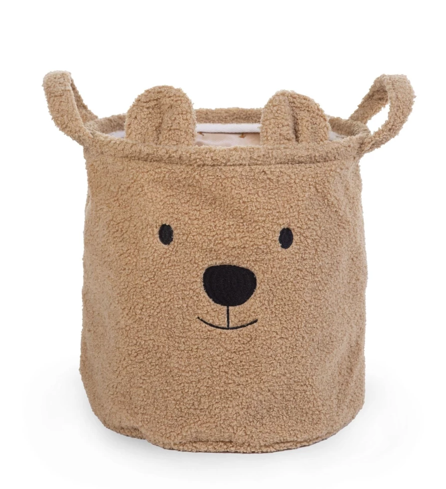 Childhome Teddy Bear Storage Basket - 30x30x30cm Soft Fabric Toy Organizer for Kids Room Decor