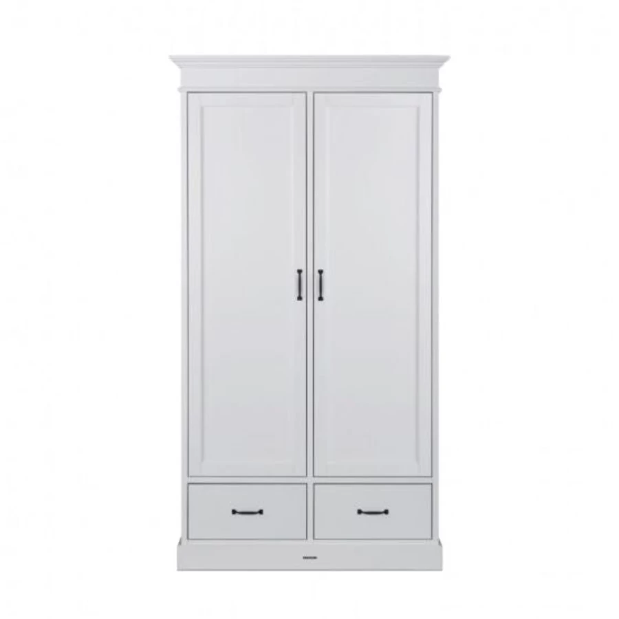 Kidsmill La Premiere II White Wardrobe - 2 Doors & 2 Drawers Storage Cabinet for Kids
