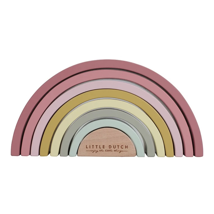 Little Dutch Wooden Rainbow Stacking Toy - Colorful Wooden Arch for Kids
