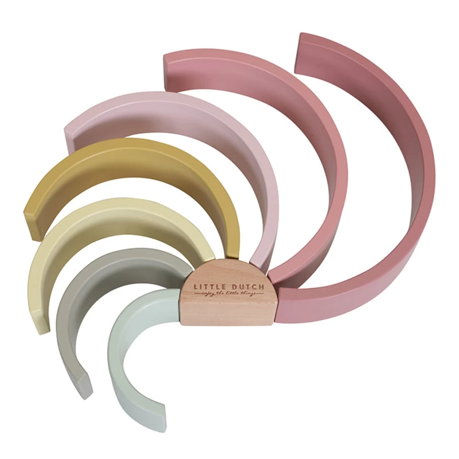 Little Dutch Wooden Rainbow Stacking Toy - Colorful Wooden Arch for Kids