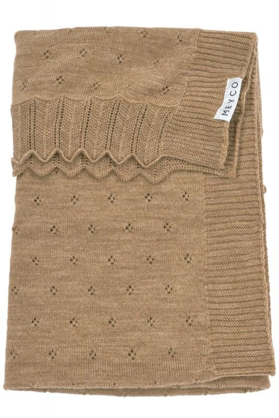 Meyco Wool Knit Blanket 75x100 cm – Lightweight Ajour Throw for All Seasons