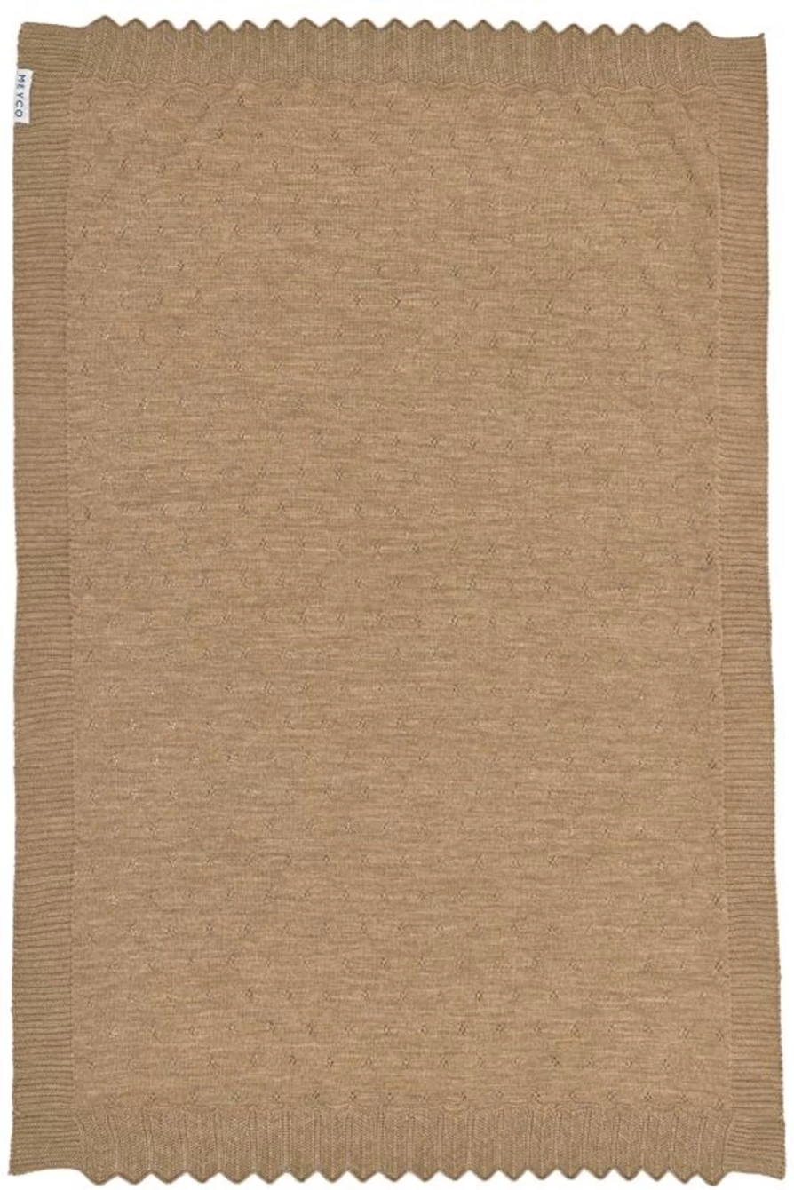 Meyco Wool Knit Blanket 75x100 cm – Lightweight Ajour Throw for All Seasons