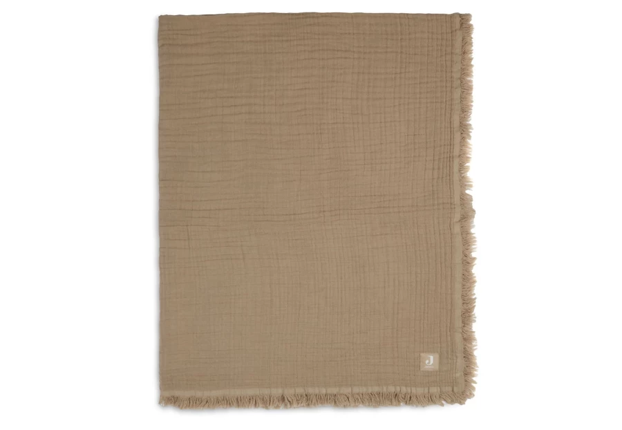 Jollein Muslin Fringe Blanket 120x120 cm - Soft Breathable Cotton Baby Swaddle Wrap