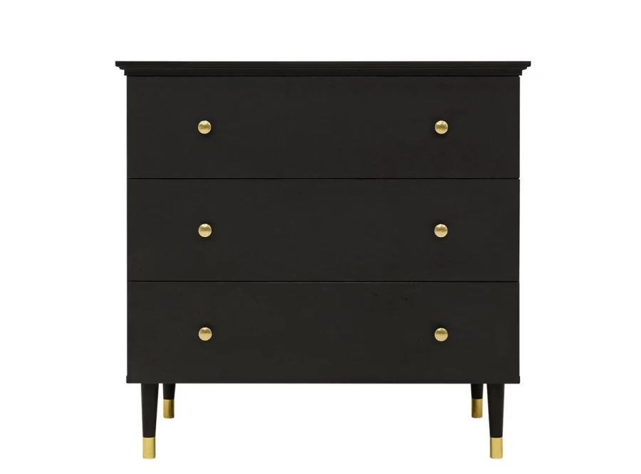 Bopita Cloe 3-Drawer Dresser in Matt Black - Modern Bedroom Storage Cabinet