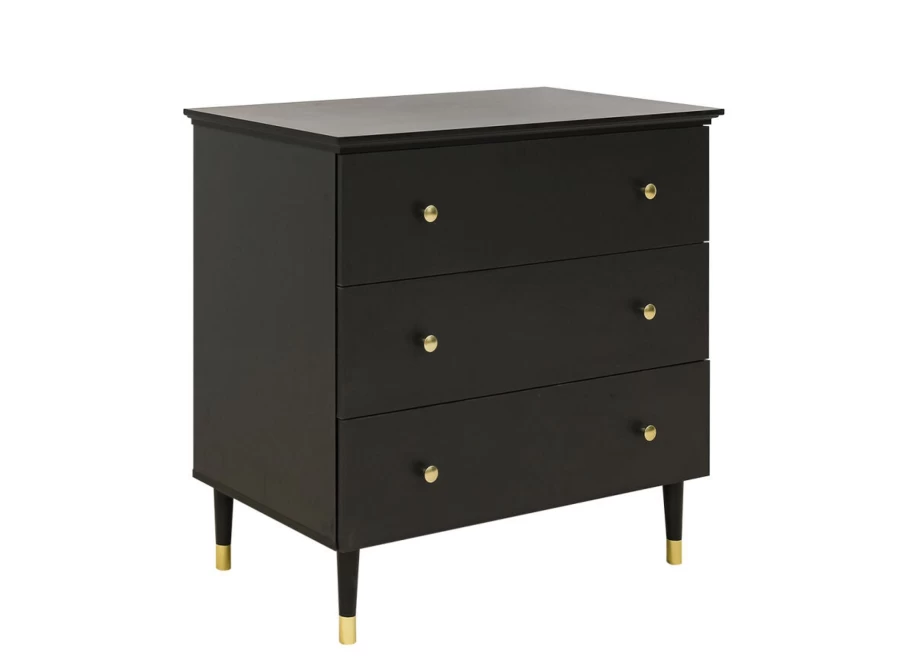 Bopita Cloe 3-Drawer Dresser in Matt Black - Modern Bedroom Storage Cabinet