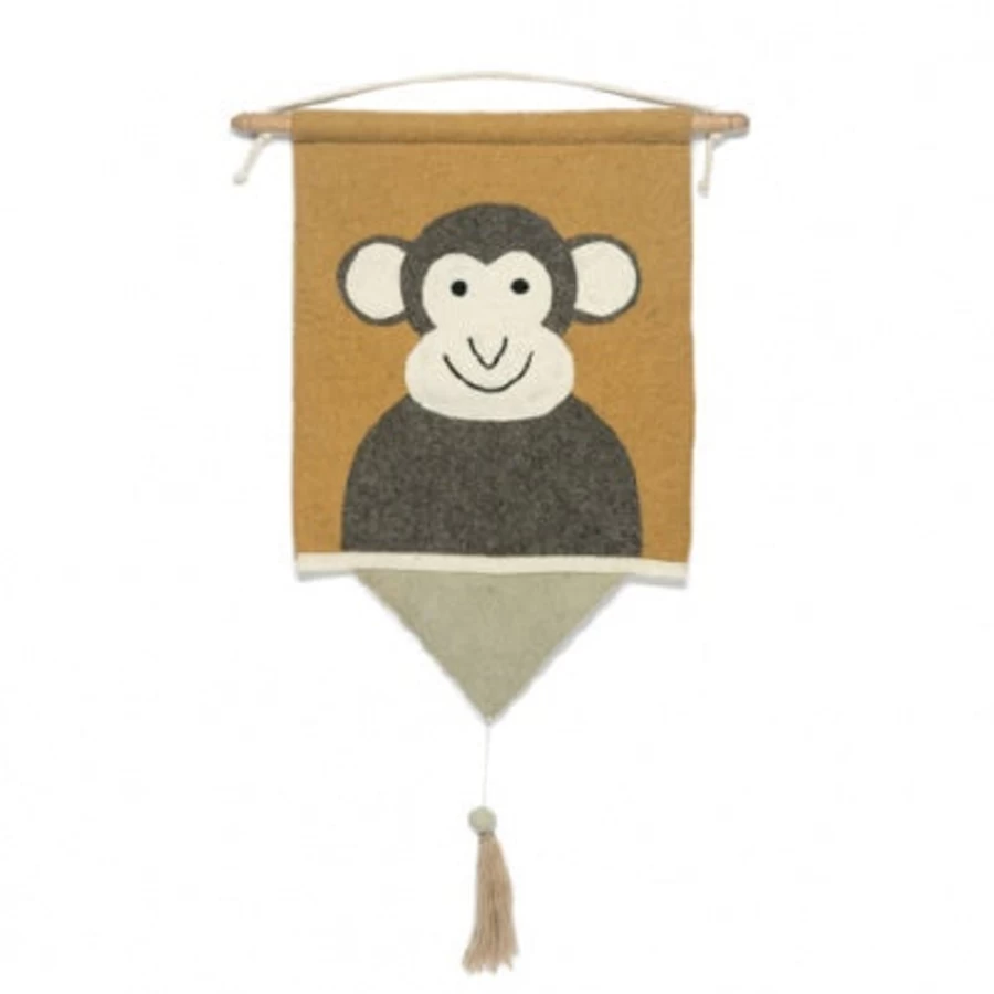 Kids Depot Monkey Wall Hanger for Room Decor - 40x60cm KD Moos Design, Nursery Hanging Organizer