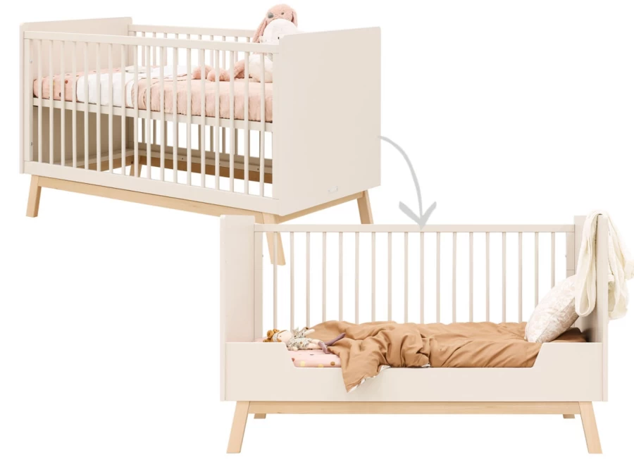 Bopita Saba Dune/Natural Cot Bed 140x70 cm Convertible Baby Toddler Bed