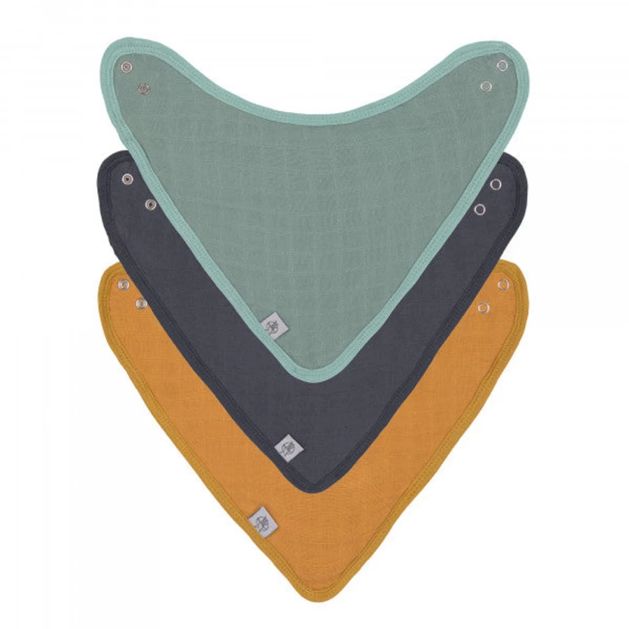 Lässig Organic Cotton Muslin Bandana Set - Soft Baby Bibs & Nursing Covers (3-Pack)