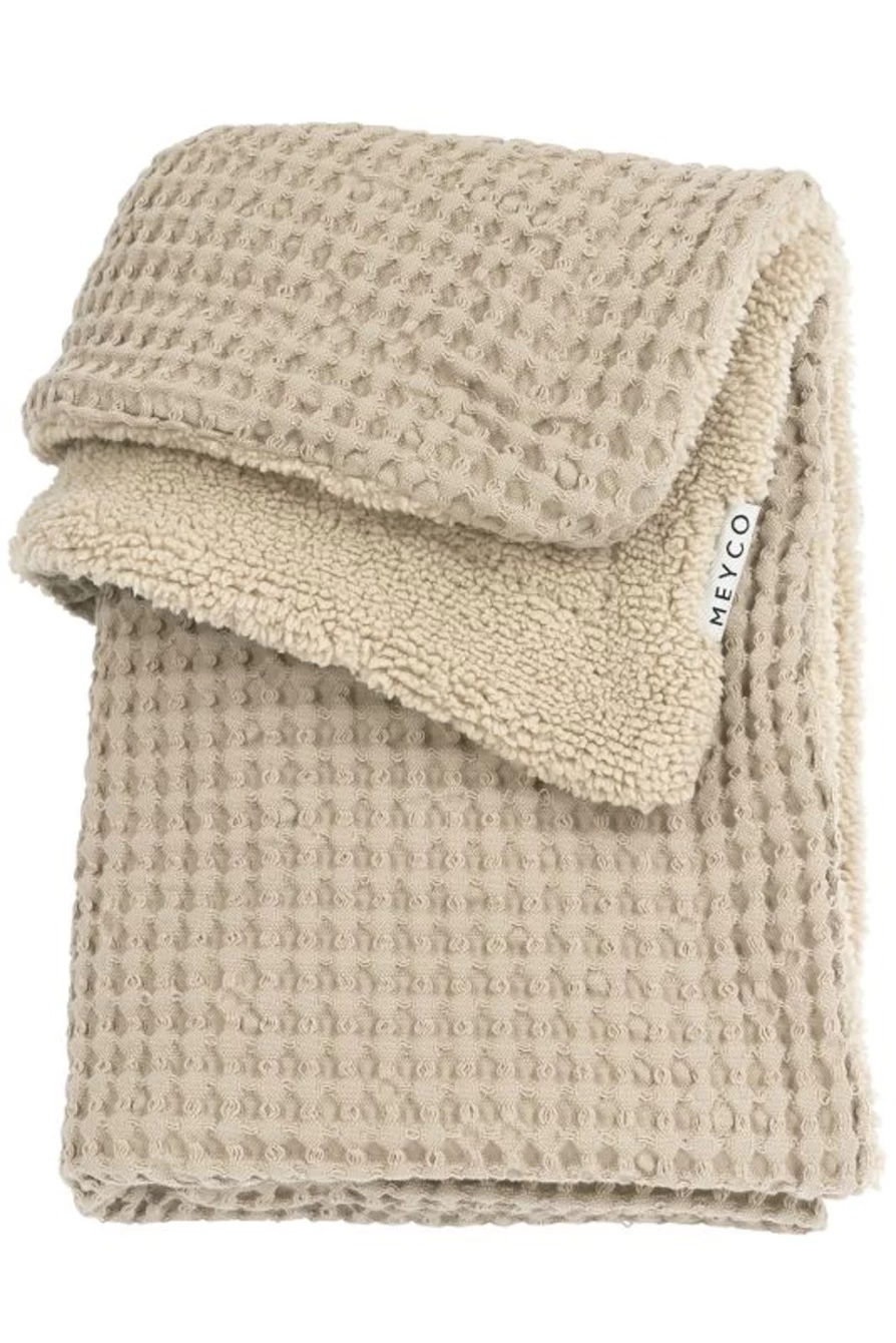 Meyco Waffle Knit Teddy Blanket 75x100 cm - Soft Cozy Throw for Bed & Couch
