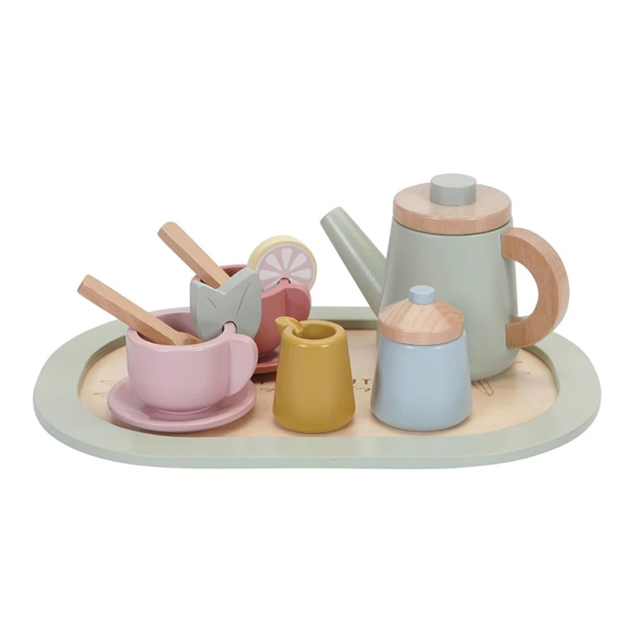 Little Dutch Wooden Tea Set for Kids - Multi-Colored Pretend Play Toy