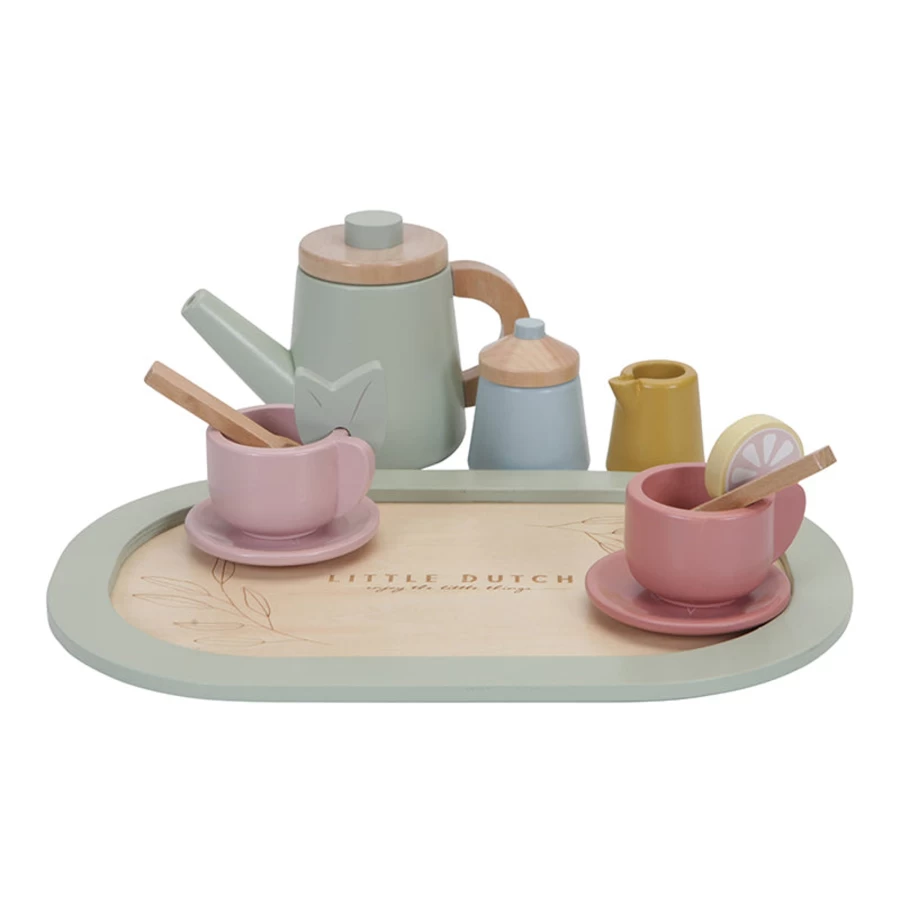 Little Dutch Wooden Tea Set for Kids - Multi-Colored Pretend Play Toy
