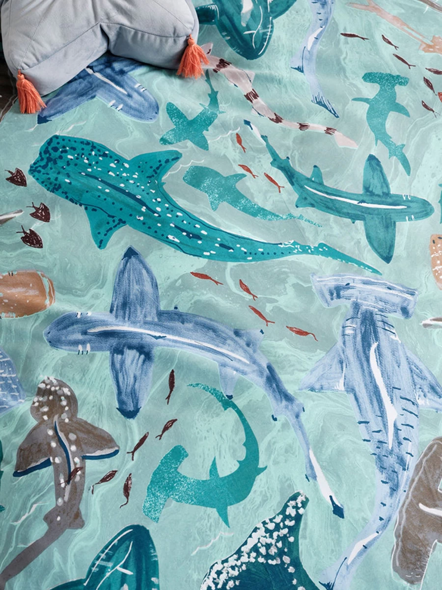Linenhouse Single Duvet Cover Set - Shark School Design