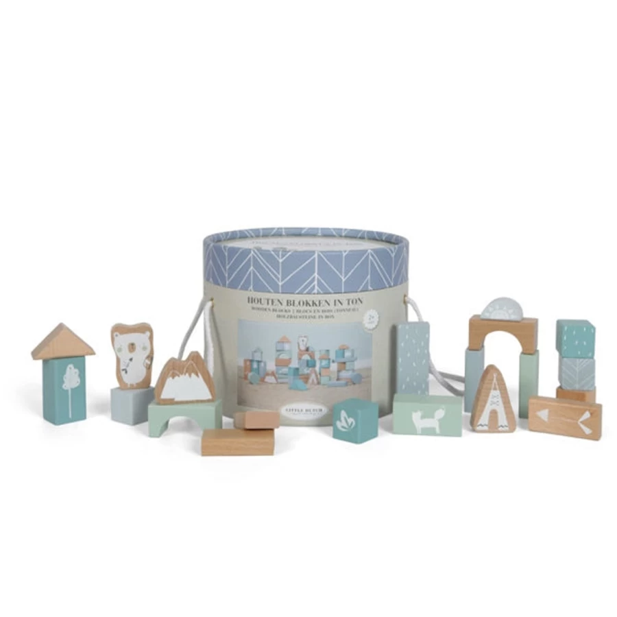 Little Dutch Blue Wooden Adventure Blocks – Creative Building Toy for Kids