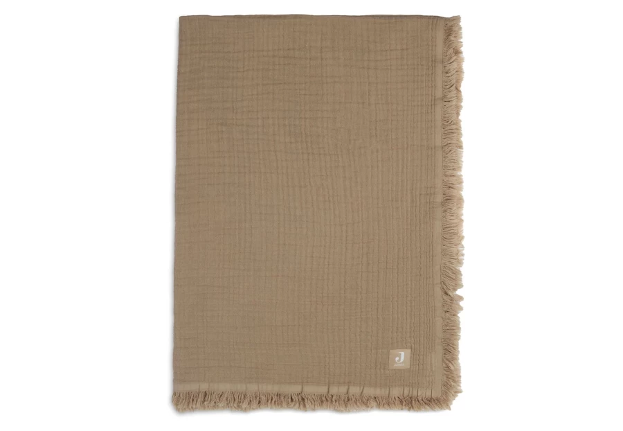 Jollein Muslin Fringe Blanket 75x100 cm - Soft Lightweight Breathable Baby Swaddle Wrap