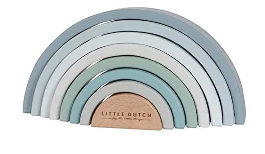 Little Dutch Blue Wooden Rainbow Stacking Toy for Kids – Montessori Educational Learning Play