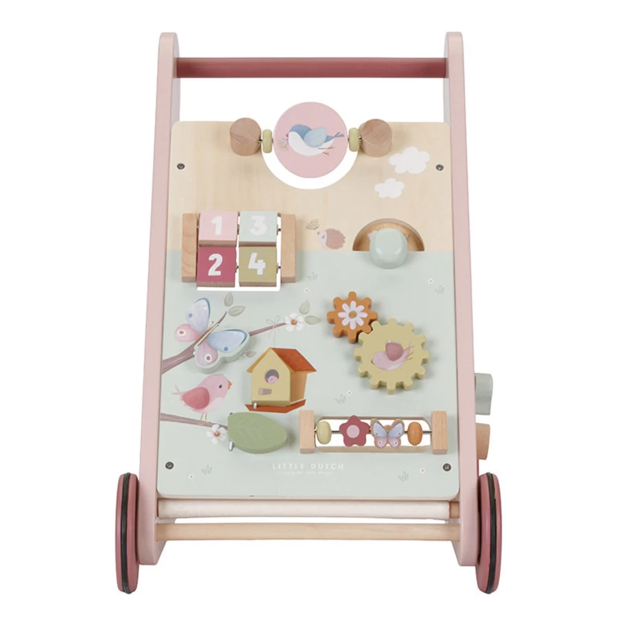 Little Dutch Baby Walker with Flowers & Butterflies Design – Premium Wooden Walker for Toddlers