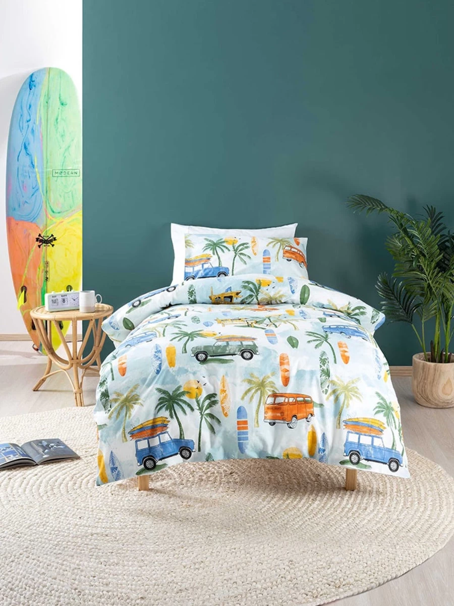 Linenhouse Surfs Up Duvet Cover Set - Single Size Coastal Beach Theme Bedding