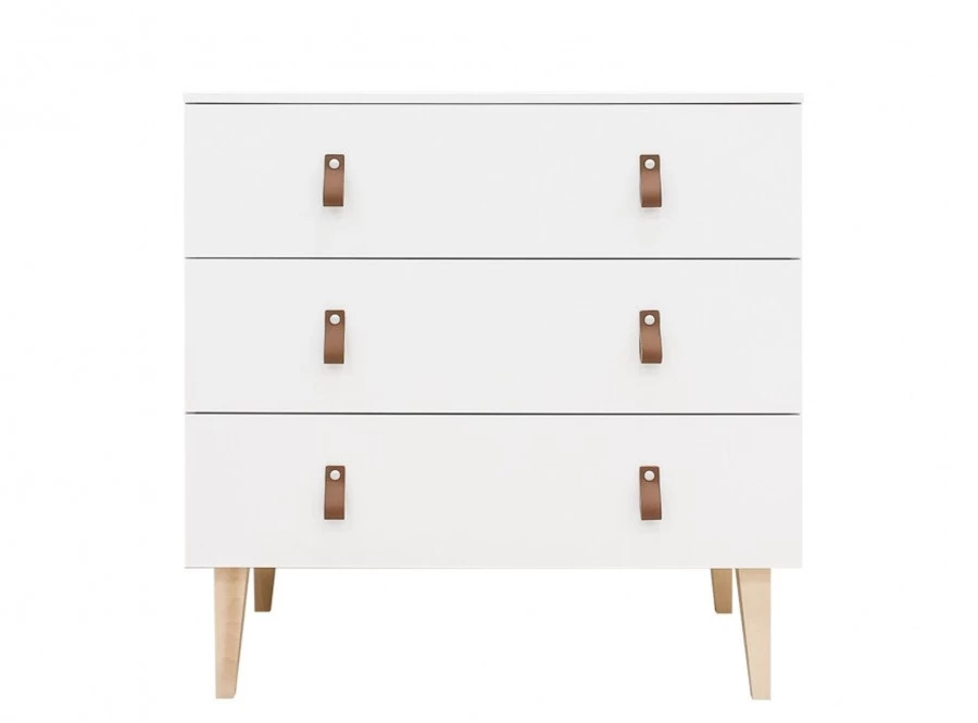 Bopita Indy 3-Drawer Dresser in White and Natural - Modern Nursery Storage Cabinet