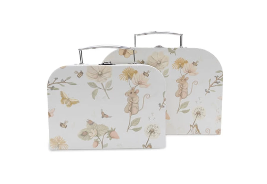 Jollein Dreamy Mouse Toy Suitcase 2-Pack - Kids Travel Luggage Set for Pretend Play