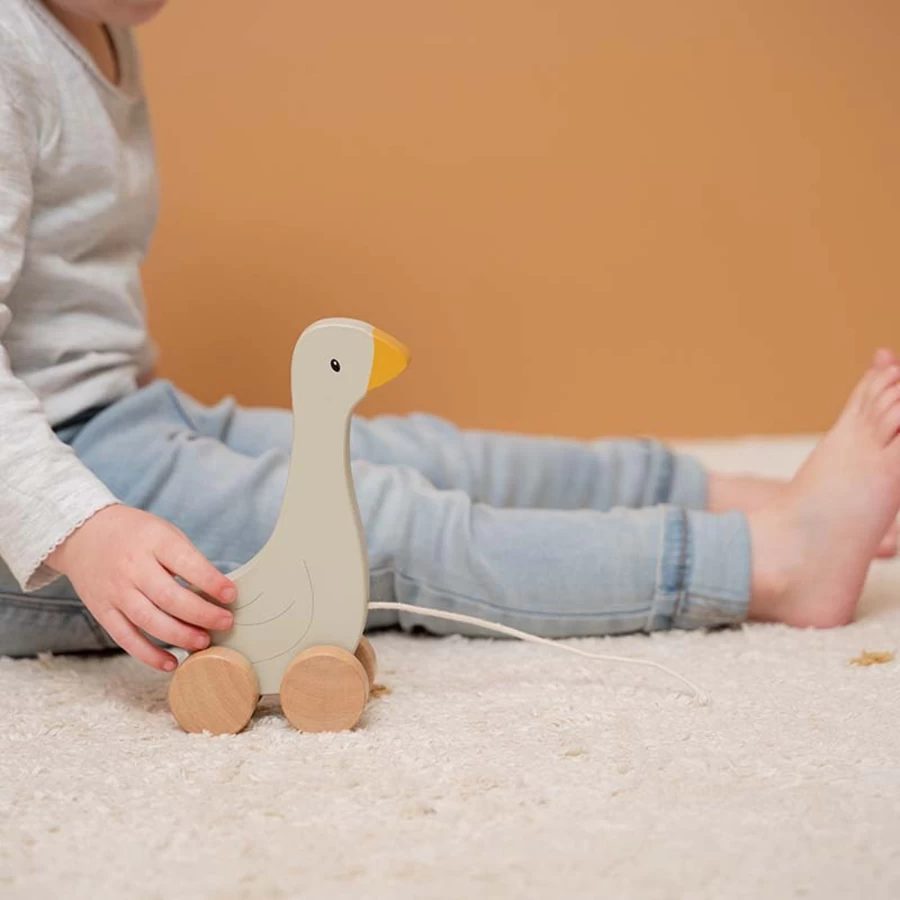 Little Dutch Pull Along Toy Goose - Classic Wooden Toddler Pull Toy for Kids