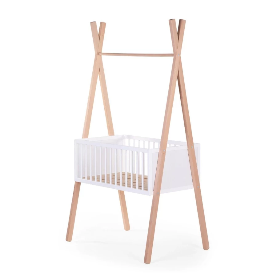 Childhome Tipi Cradle with Clothing Rack - 50x90 cm Portable Baby Bed & Nursery Organizer