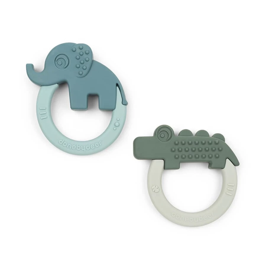 Done by Deer Teether 2-Pack - Soothing Deer Friends Baby Teethers for Infants & Toddlers