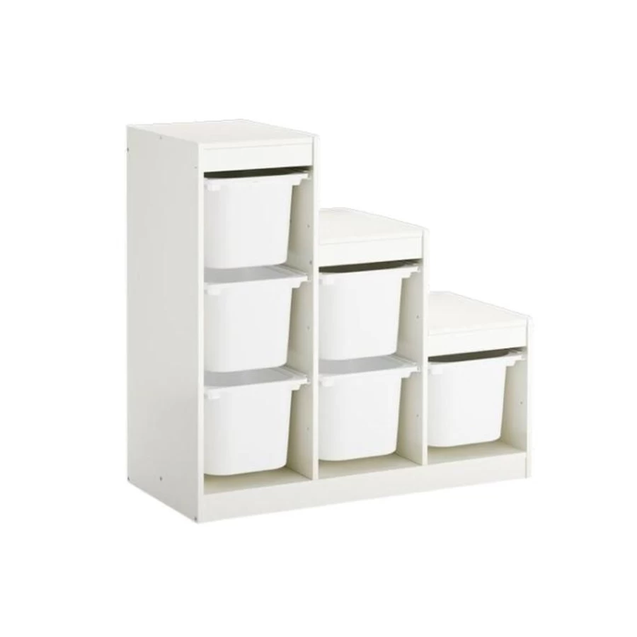 IKEA Trofast Storage Unit with 6 Boxes, White, 99x44x94 cm, Kids Toy Organizer