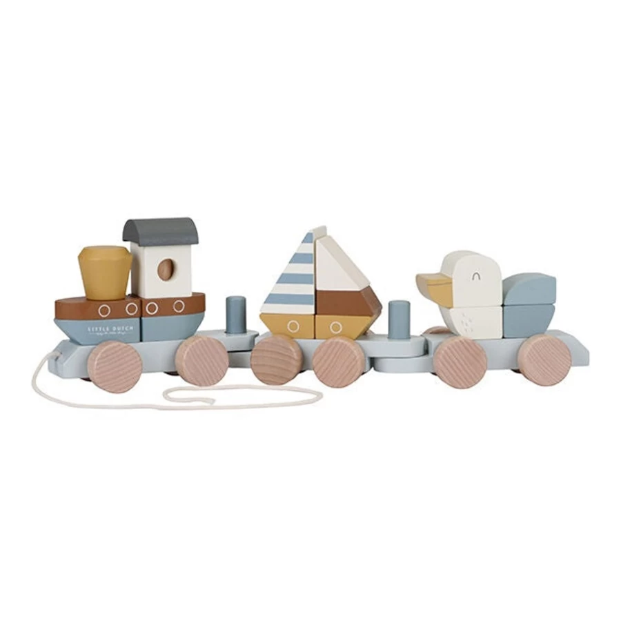 Little Dutch Block Train Sailors Bay Wooden Toy for Kids