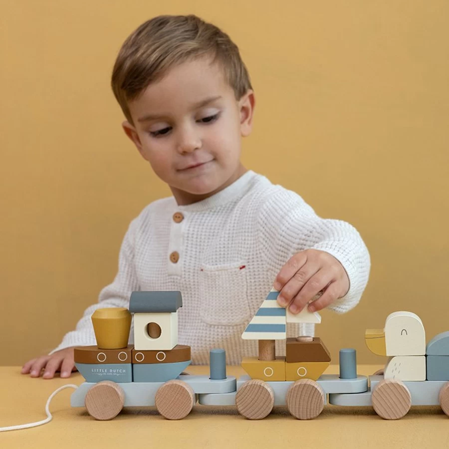 Little Dutch Block Train Sailors Bay Wooden Toy for Kids