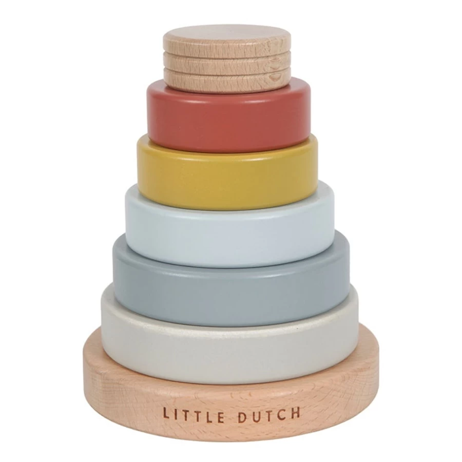 Little Dutch Wooden Stacking Tower - Natural Eco-Friendly Toddler Toy for Early Learning