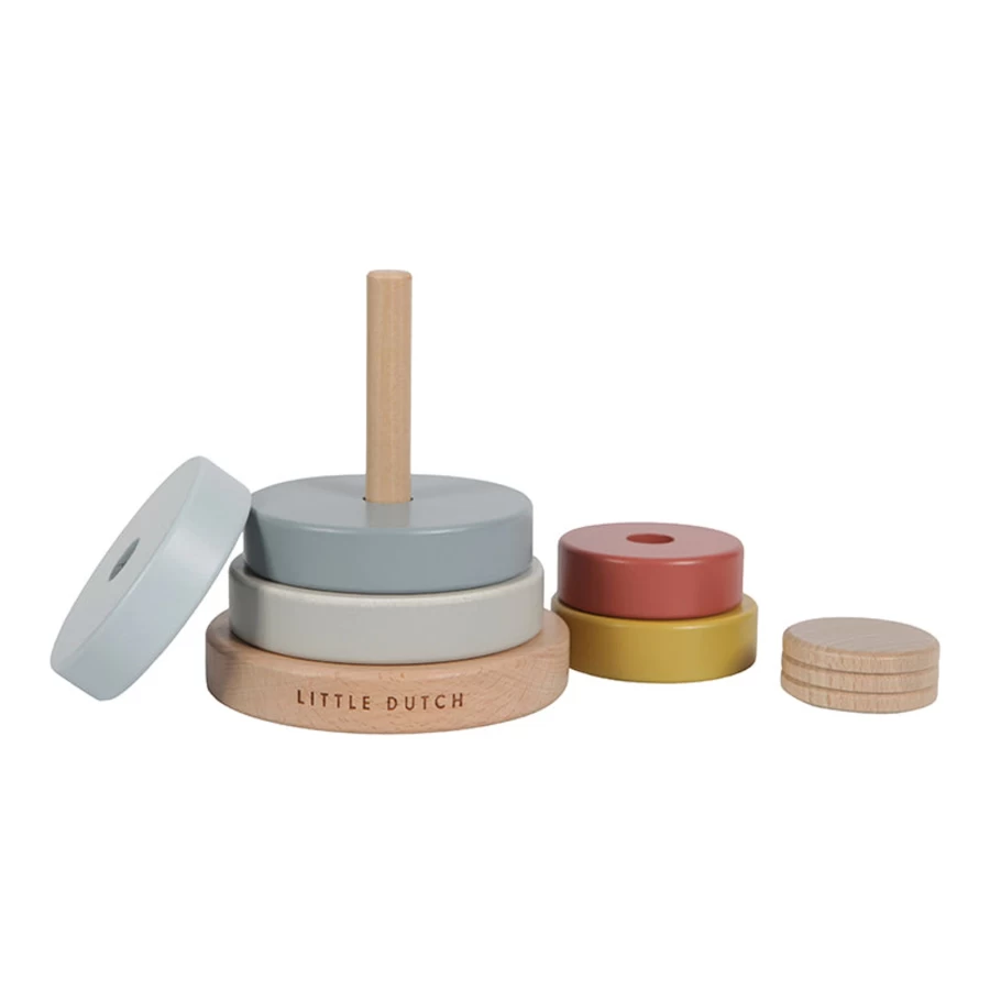Little Dutch Wooden Stacking Tower - Natural Eco-Friendly Toddler Toy for Early Learning