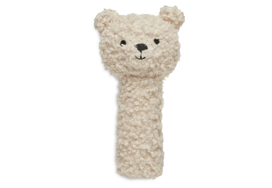Jollein Natural Wooden Rattle Teddy Bear - Handmade Organic Baby Teether Toy
