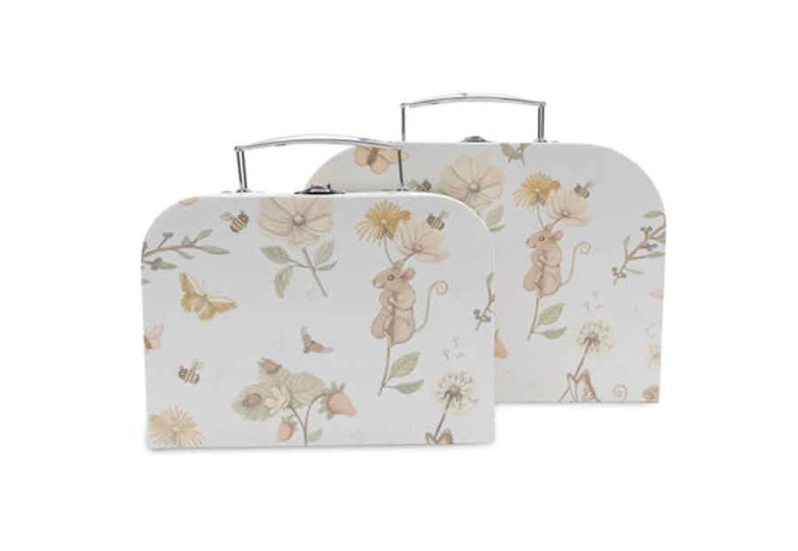 Jollein Dreamy Mouse Toy Suitcase 2-Pack - Kids Travel Luggage Set for Pretend Play